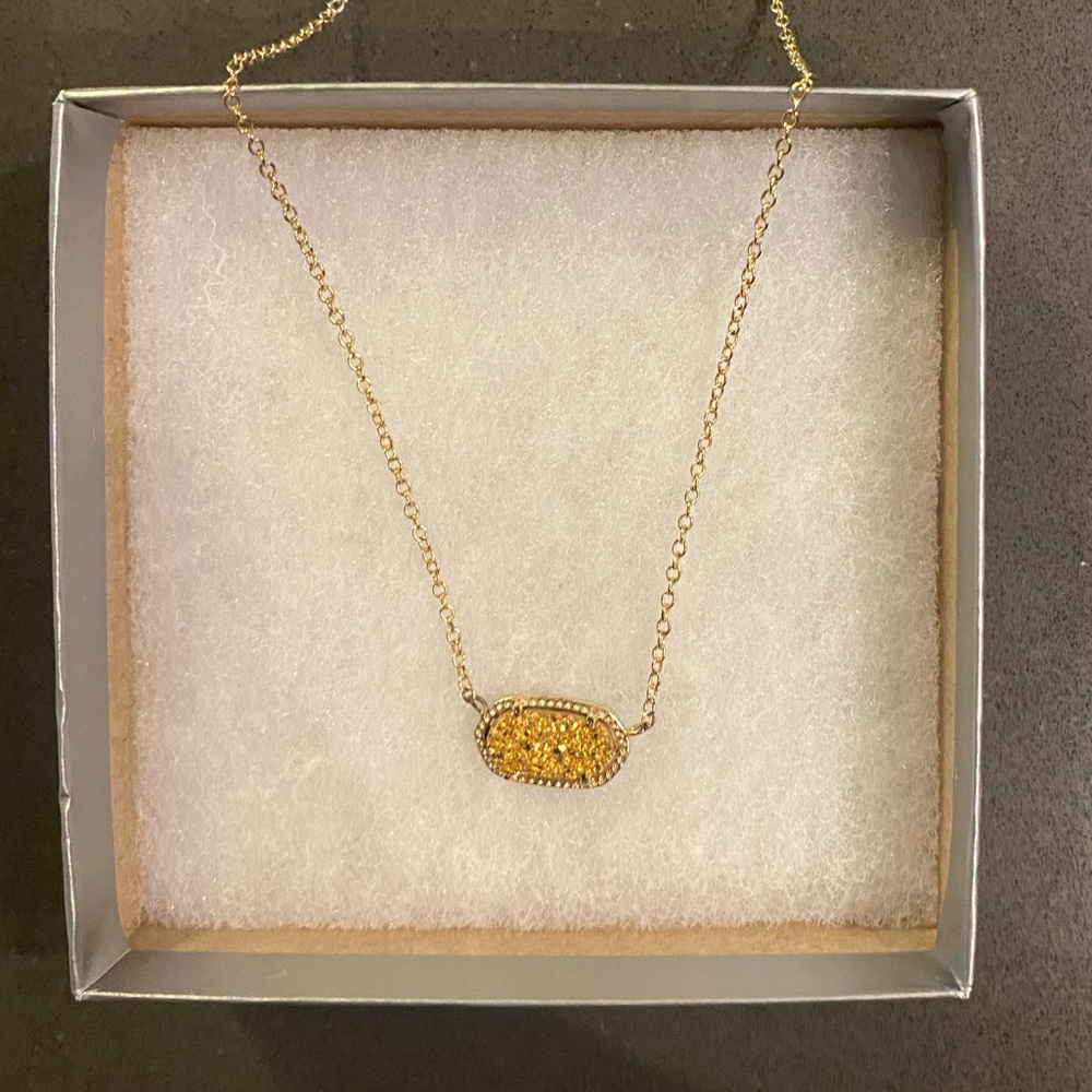 Kendra Scott Elisa Pendant Necklace- Gold Drusy